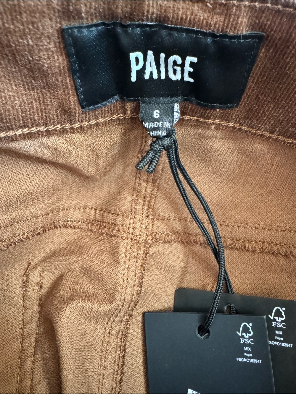 PAIGE Meadow Corduroy Midi Skirt Maple Brown Front Slit Size 6 NWT - Picture 6 of 9
